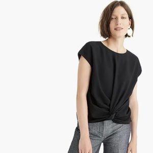 J Crew 365 Drapey Knot Front Black Top XS